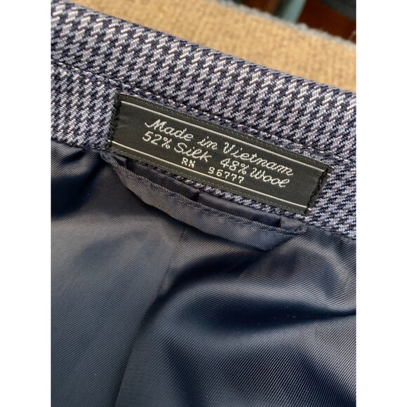 BIOS Silk Wool Blazer Mens 38R Houndstooth Tweed Jacket Sportcoat - Picture 10 of 11